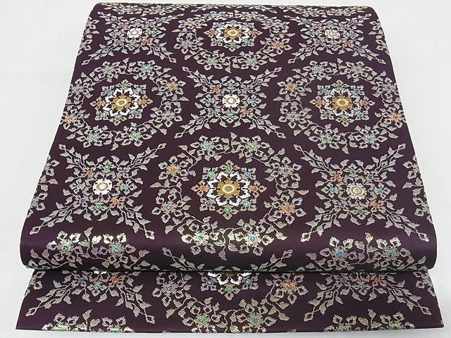 平和屋本店□極上 龍村晋謹製 六通柄袋帯 天平螺鈿八綾文錦 正絹 逸品