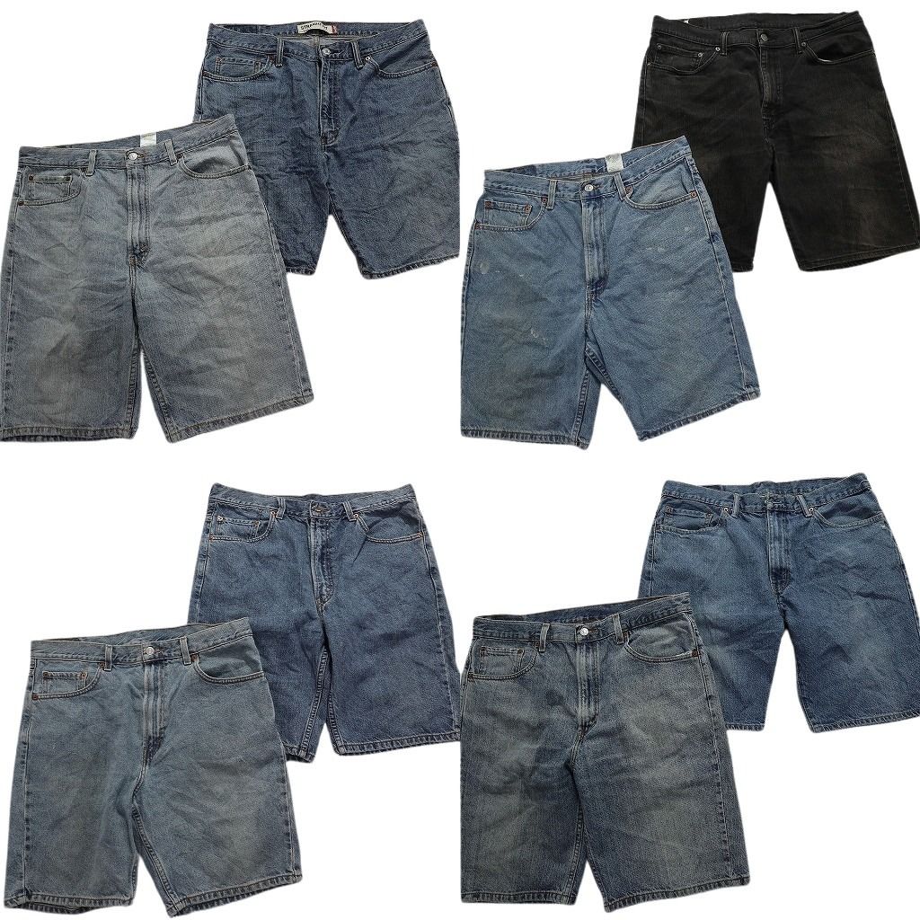 古着卸 まとめ売り リーバイス 505 デニム ショートパンツ 8枚セット (メンズ 36 ) インディゴ ブルー ブラックデニム 中古 古着 MS3999