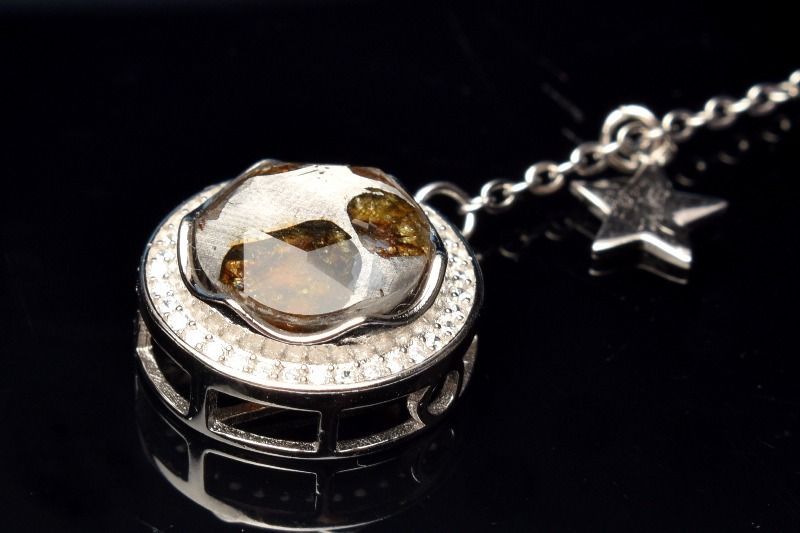 シルバー925希少 パラサイト隕石　10mm　ダビデの星 ペンダントトップ 1個売り パワーストーン 天然石 _PRG2275