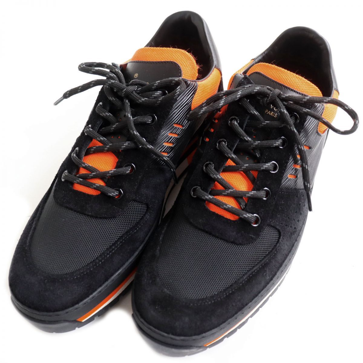 【定番品質保証】極美品ヴィトンLVハイキングライン　ハイカットスニーカー　ブラック×オレンジ 靴