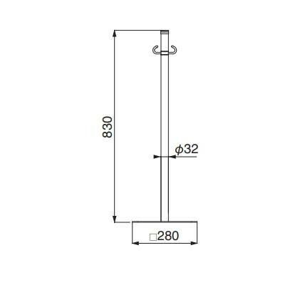 シロクマ フロアパーティションポール クローム 鏡面 FPP-0407