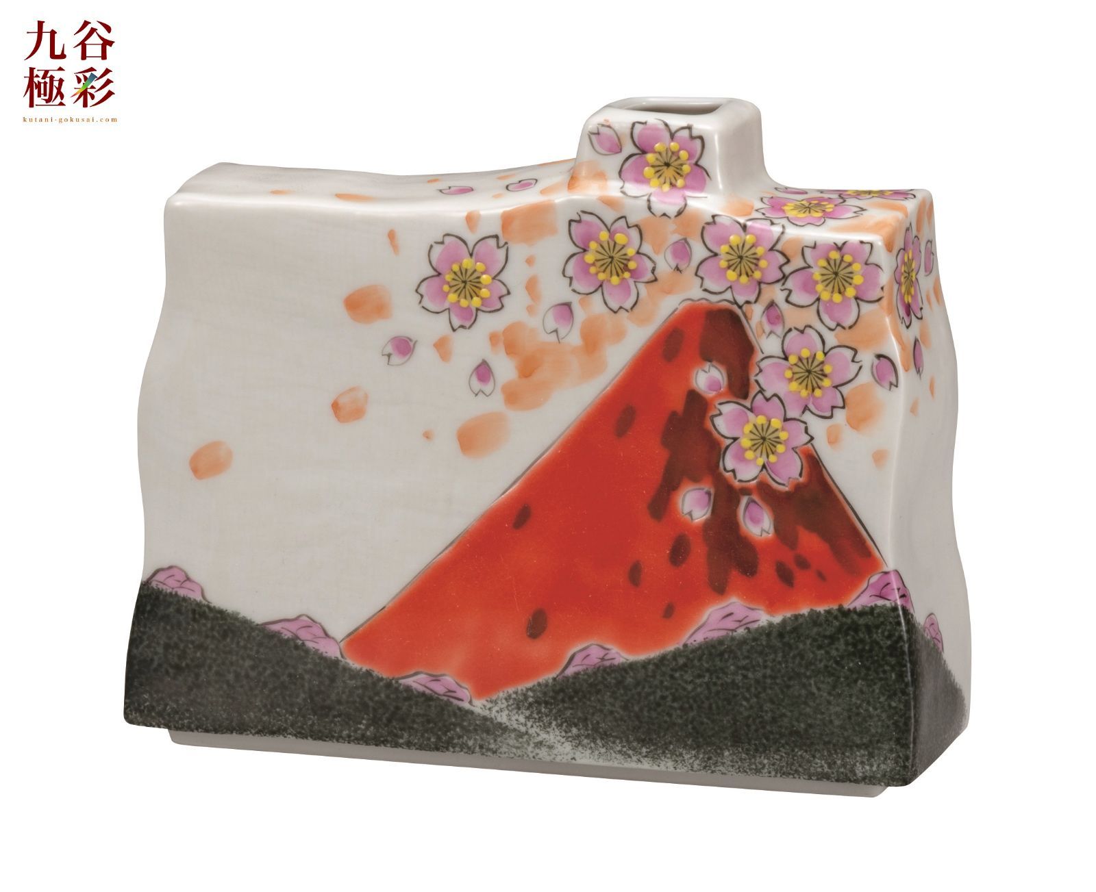 九谷焼 色絵 花瓶 花器 壷 壺 陶磁器 陶芸 金彩 染錦 九谷焼一輪挿し