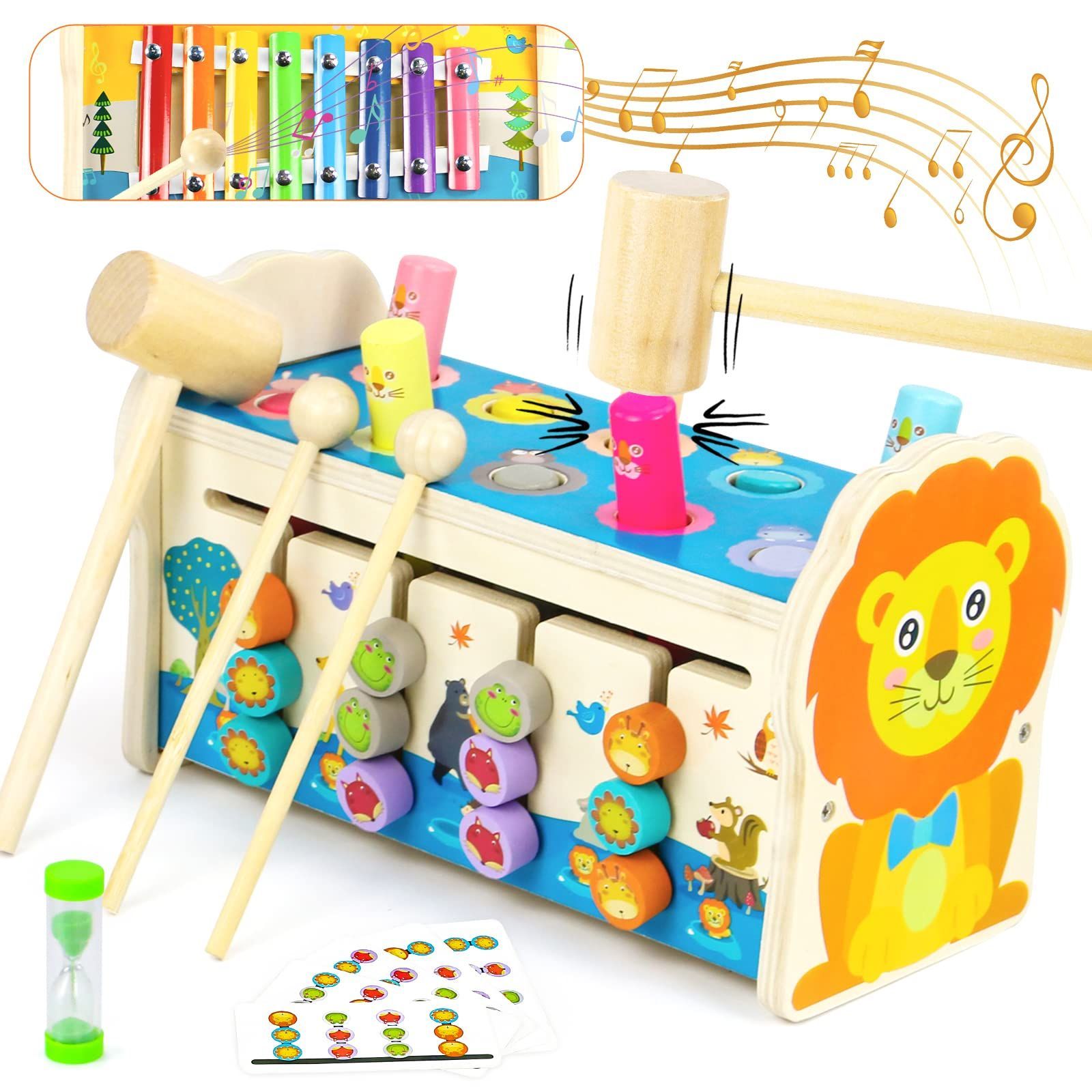 jerryvon モンテッソーリ ハンマートイ 3 IN 1 おもちゃ 女の子 男の子 モンテッソーリ 玩具 木のおもちゃ 子供 誕生日ランキング 早期開発 指先訓練 玩具 ランキング クリスマス プレゼントラン