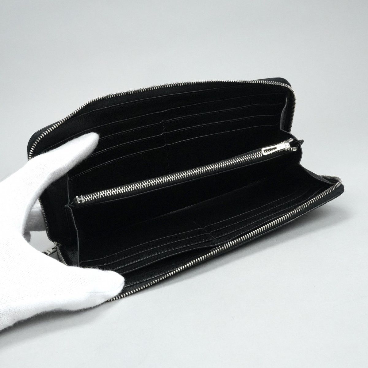 エルメス ヴォーエプソン オールレザー アザップ ブラック 長財布