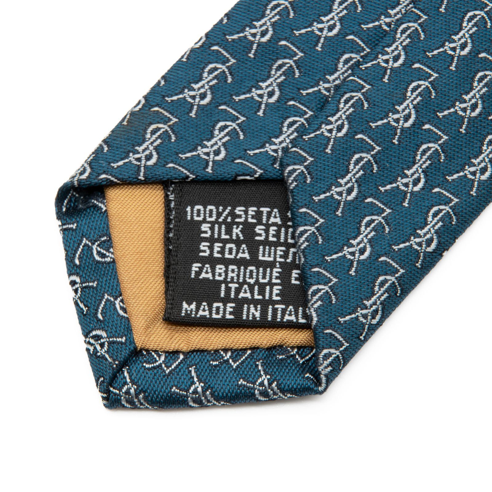 ®️プロフ必読　サンローラン　ネクタイ　ナロータイ　Yロゴ総柄　ジャガード Saint Laurent (サンローラン) シルク100％ 総柄ロゴ ネクタイ