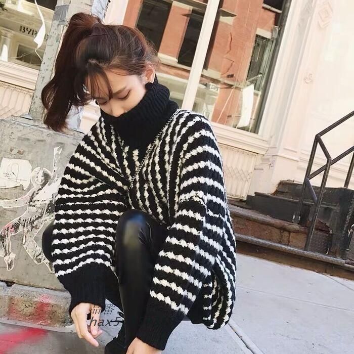 トップス ニット セーター タートルネック ボーダー ストライプ おしゃれ 体型カバー きれいめ ゆったり 大人 長袖 レディース ナチュラル カジュアル hax5v359368