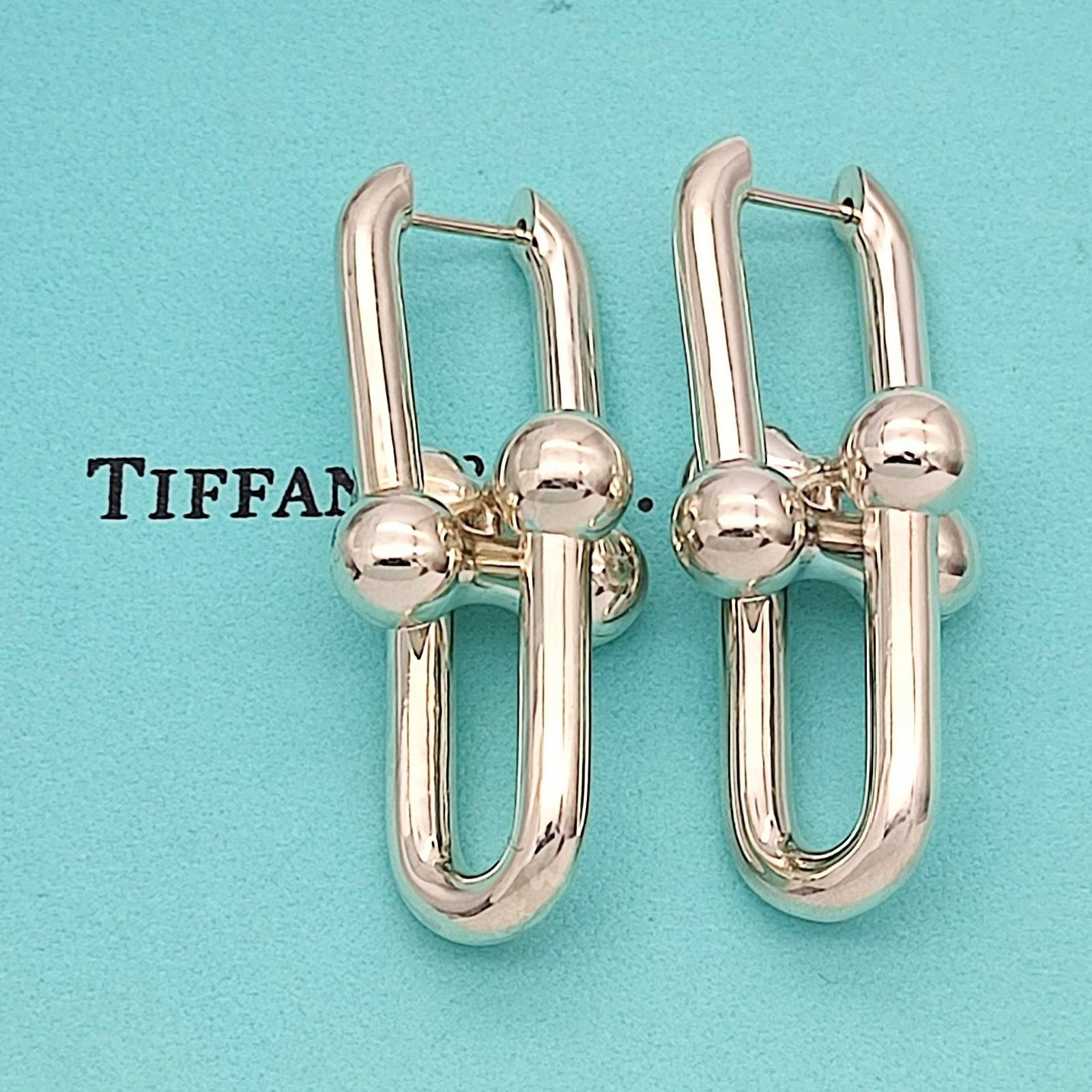 【美品】Tiffanyティファニーハードウェアエクストララージリンクピアスシルバー925