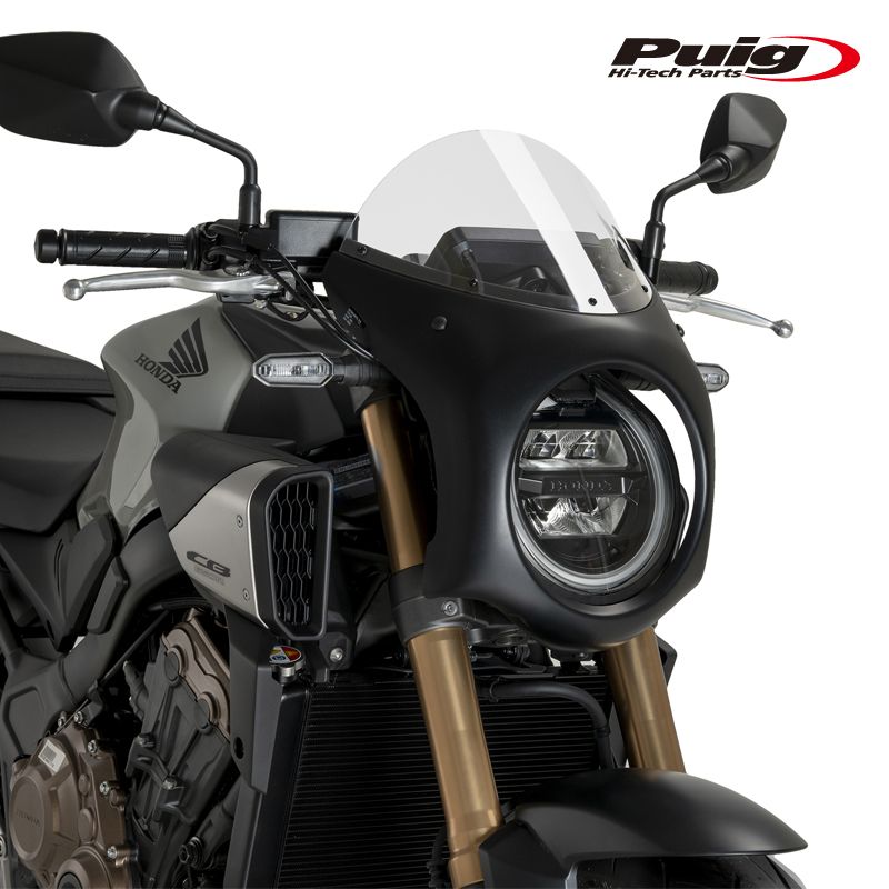 Puig 21961W RETRO SEMI FAIRING BLACK HOUSING [CLEAR] HONDA CB650R NEO SPORTS CAFE/ECLUTCH(24-) プーチ スクリーン カウル
