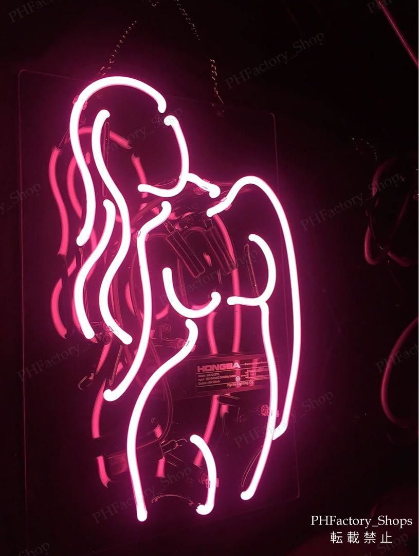 ネオンサイン ネオン管 セクシーシルエット ピンク 壁掛け用 ネオン オーダーメイド 壁掛け インテリア 店舗装飾 室内装飾 35.5×21cm A299