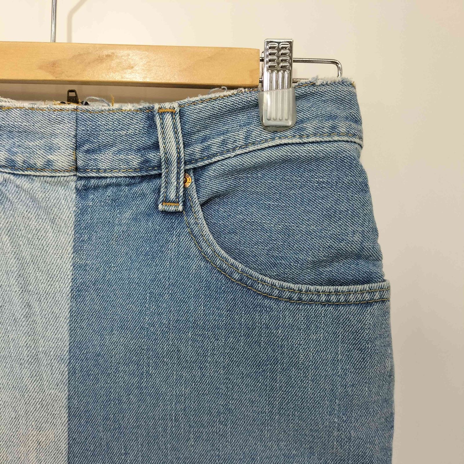 77circa ナナナナサーカリメイクライトブルーデニムスカート 77CIRCA ナナナナサーカ リメイクフリンジデニム CITYSHOP