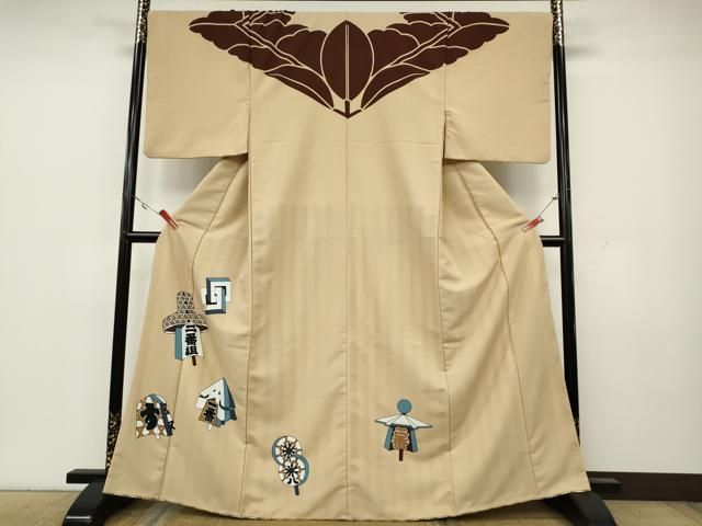 平和屋着物●男性 訪問着 舞台衣装 火消し纏 洗える着物 CAAY5111ut