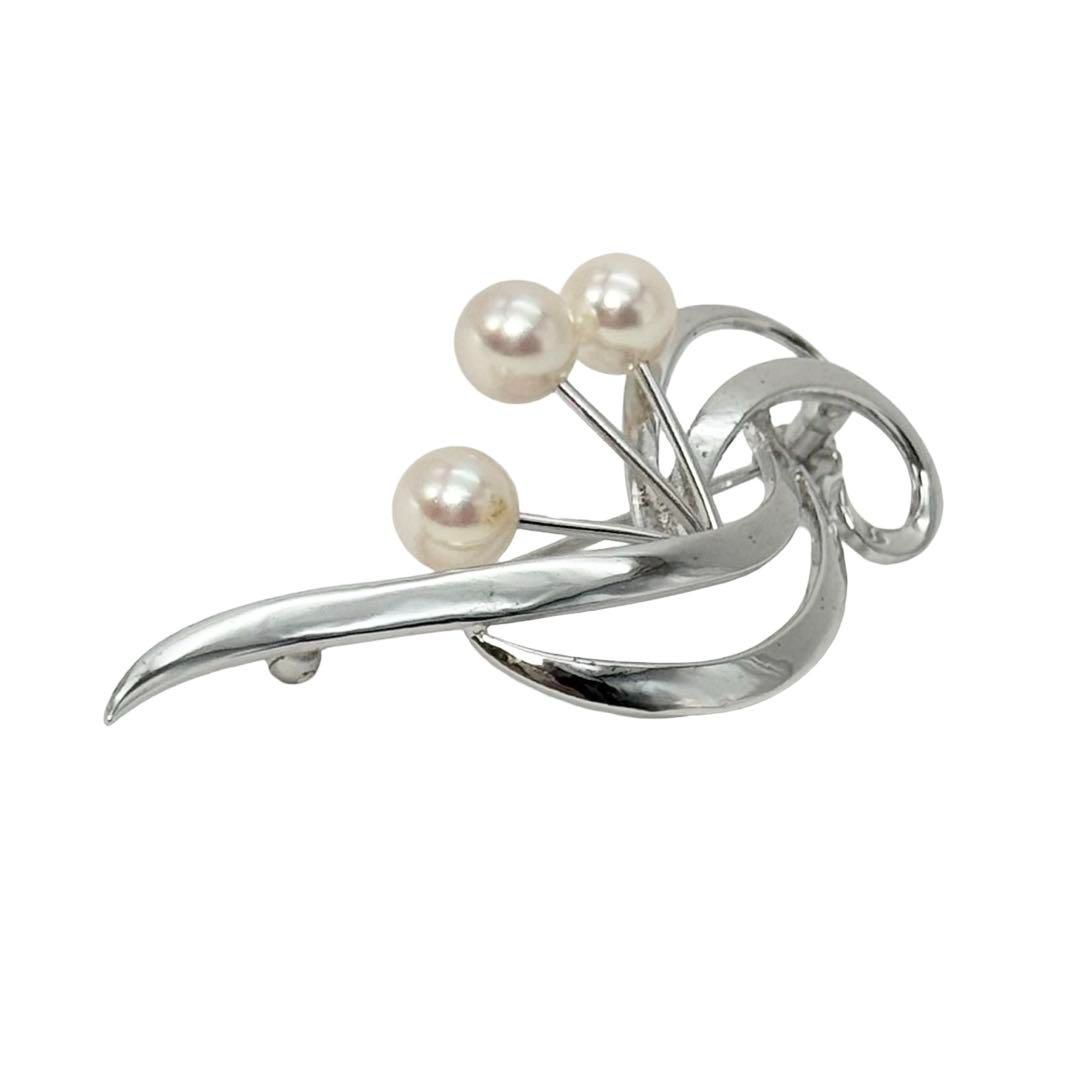 MIKIMOTO ミキモト 本真珠 6mm×3粒 アコヤパール SV925 ピン