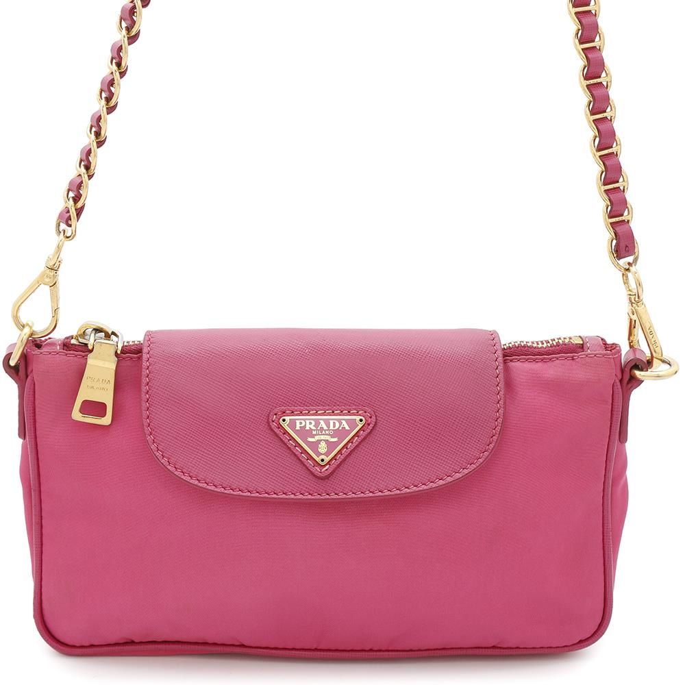 プラダ チェーンショルダーバッグ サフィアーノレザー ナイロン PRADA バッグ