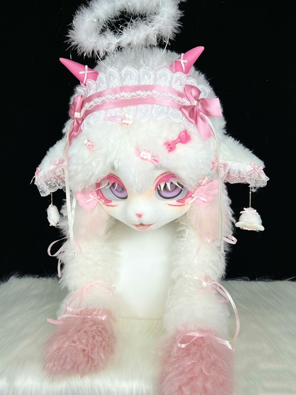 着ぐるみヘッド ファースーツ NO.35 羊 ピンク 全頭ヘッド ケモノ マスク ぬいぐるみ コスプレ コスチューム 一品のみ