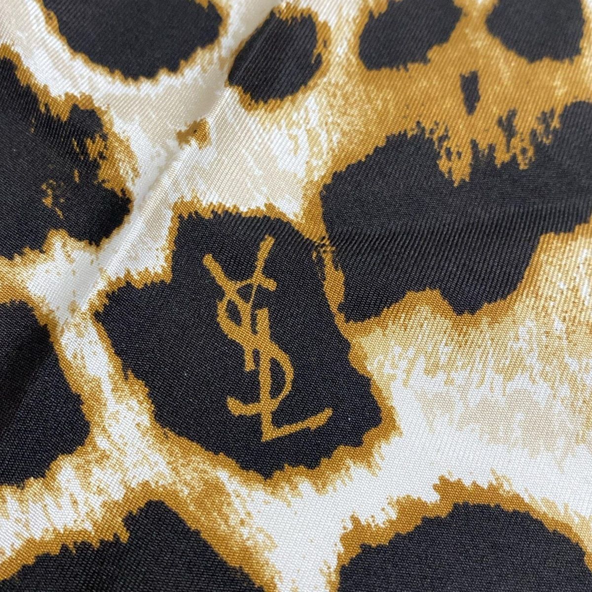 YvesSaintLaurent(イヴサンローラン) スカーフ - 黒×ブラウン×白