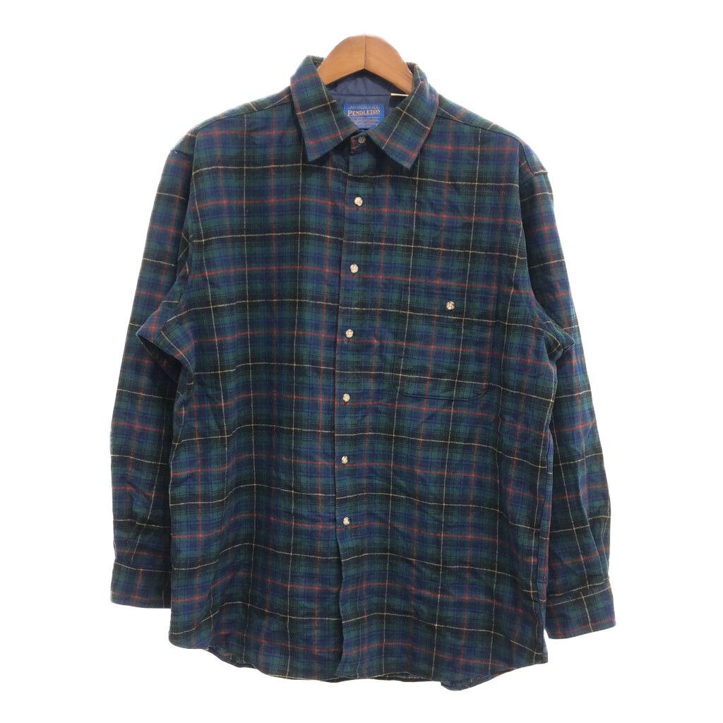 90's PENDLTON ペンドルトン　USA製　エルボーパッチ　ネルシャツ 古着 90-00s Pendleton エルボーパッチ オンブレ シャドー