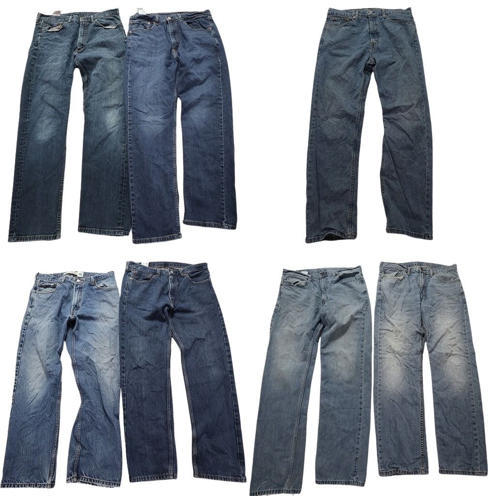 古着卸 まとめ売り リーバイス 505 デニム パンツ 7枚セット (メンズ 36 ) ストレート インディゴブルー ライトブルー フェード MX5262