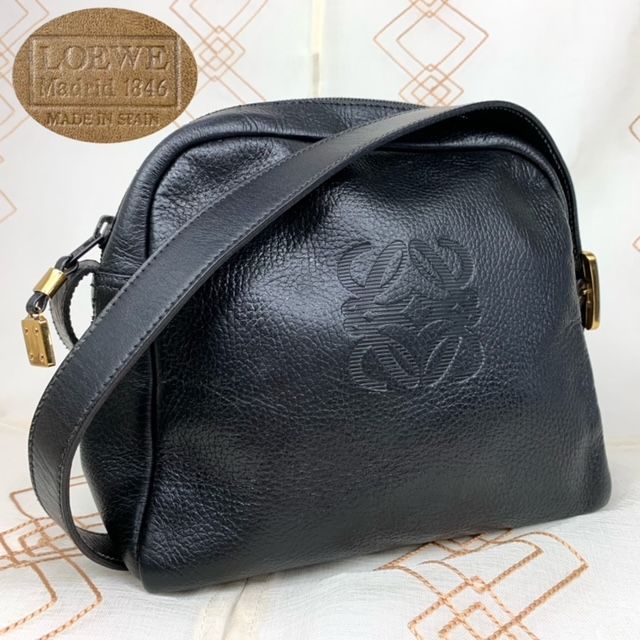 【美品】ロエベ LOEWE ショルダーバッグ 黒 ブラック ゴールド金具