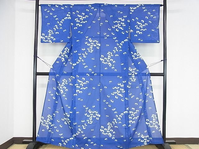 夏物訪問着絽流水籬舞蝶文金彩洗える着物
