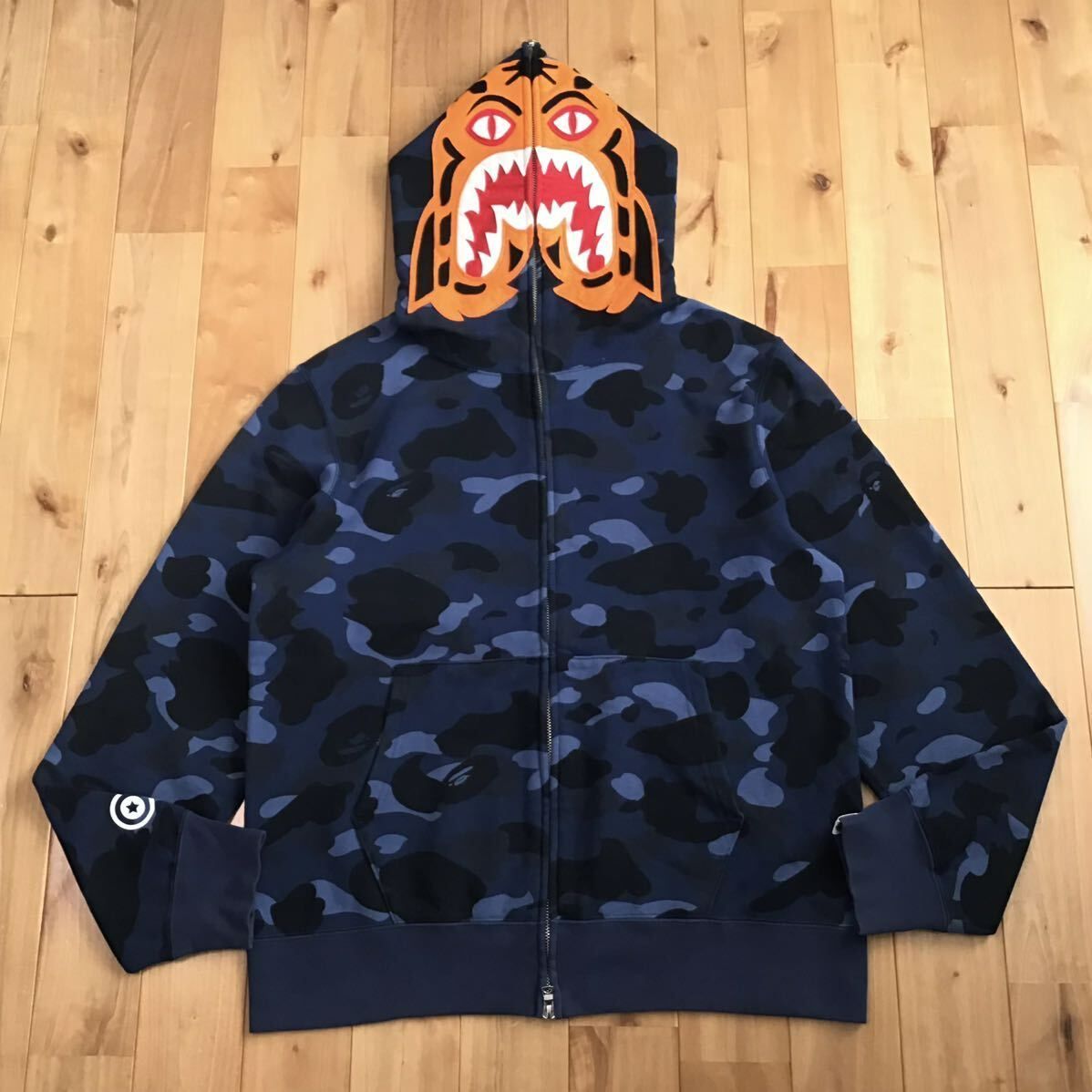 Blue camo × Gold タイガー パーカー Lサイズ tiger full zip