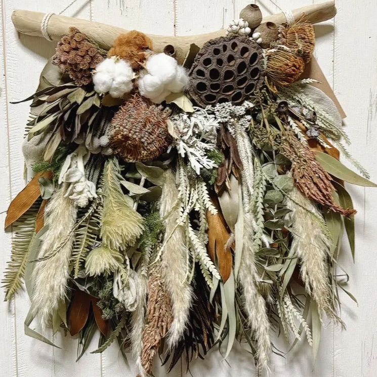 専用Christmas＊コットン＆リューカデンドロン　ドライフラワータペストリー 専用Christmas＊コットン＆リューカデンドロン ドライフラワー