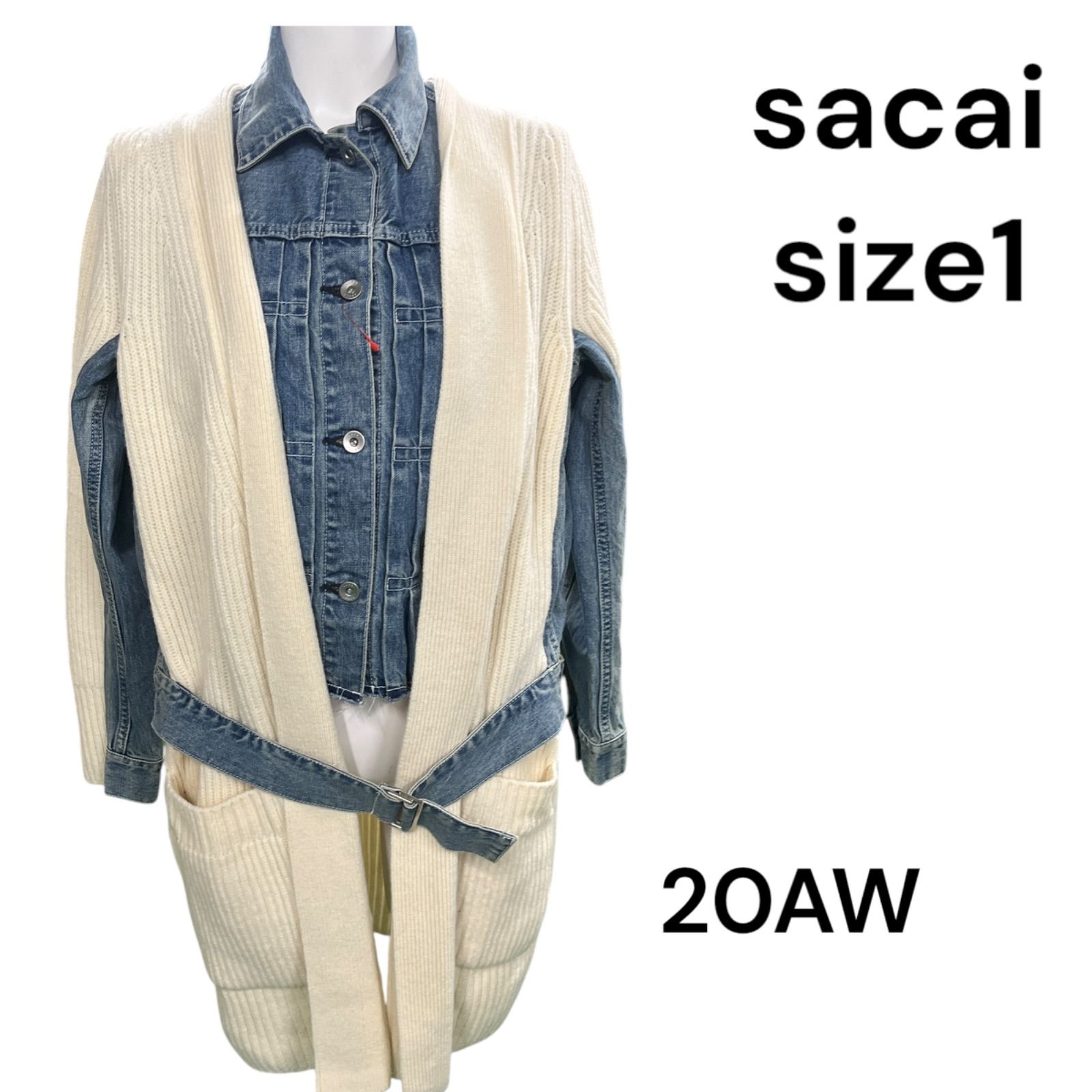 【美品】20AW sacai デニムドッキングコート 美品サカイ sacai 20AW ニット、デニム ドッキング コート Gジャン