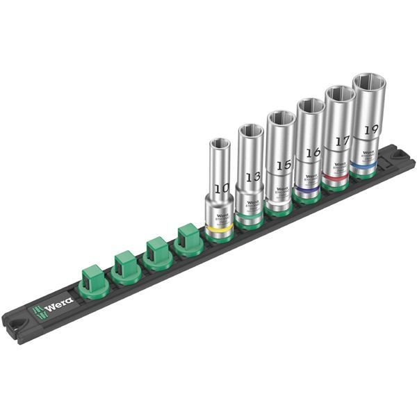 WERA ヴェラ 差込角 1|2SQ 収納レール付き 6本組 ディープソケット セット 10-19mm入り 005470 工具 ツール DIY ソケット