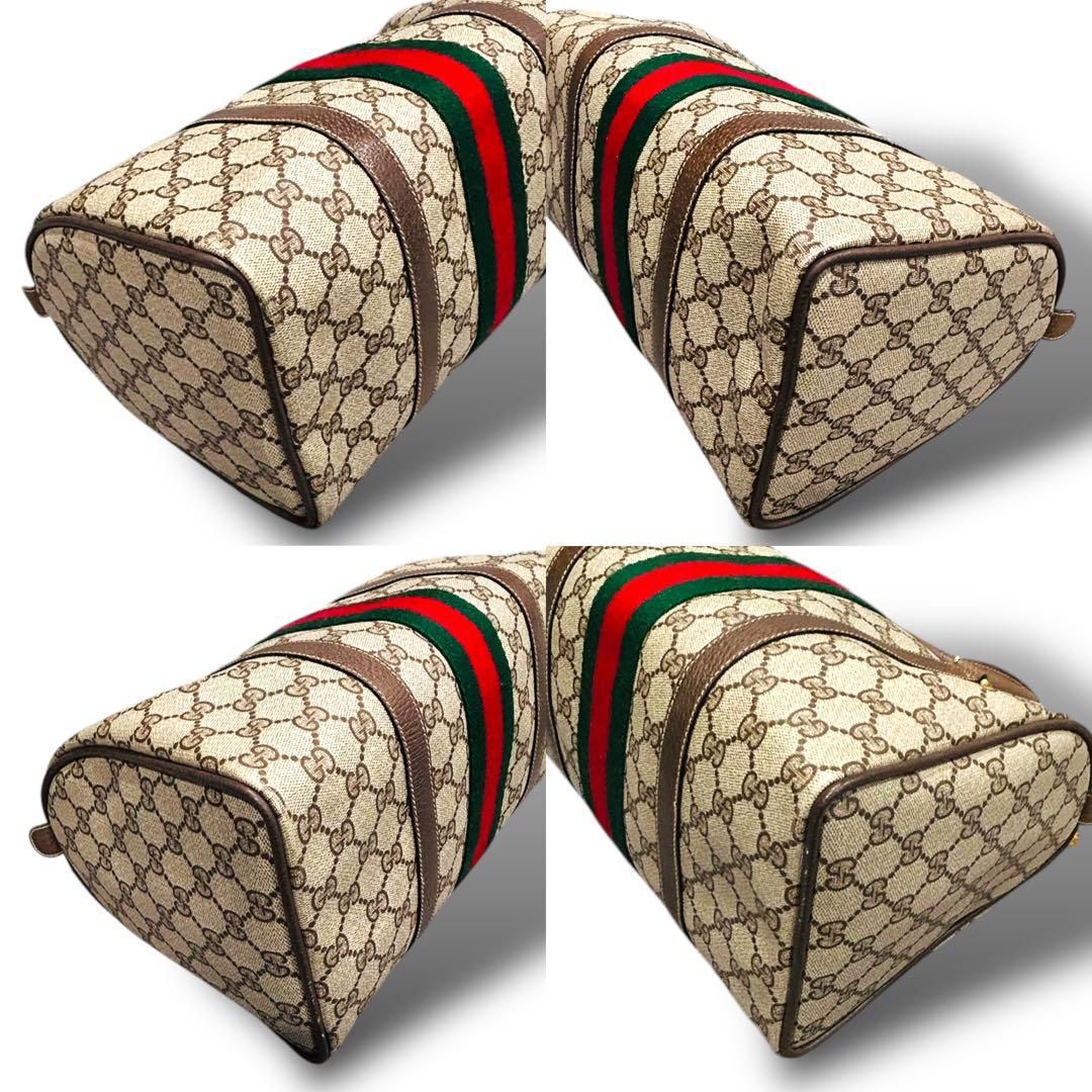 極美品✨GUCCI グッチ GG柄 シェリーライン バッグ ミニボストン 茶 極美品 GUCCI グッチ シェリーライン ハンドバッグ ミニボストン