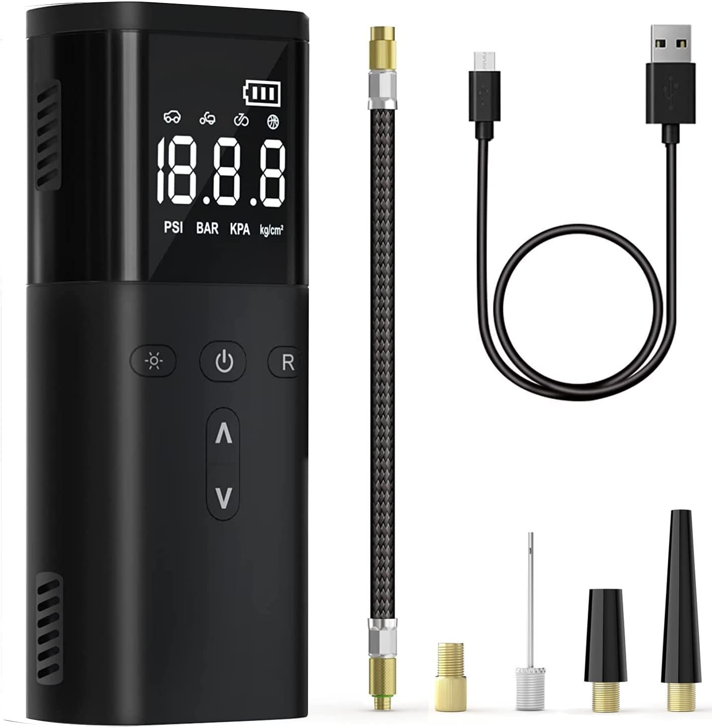 4500mAh エアコンプレッサー 電動エアポンプ 充電式 最大150PSI 4500mAh エアコンプレッサー 電動エアポンプ 充電式 最大150PSI