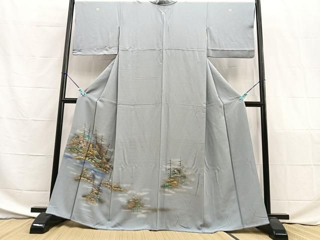 平和屋着物□豪華黒留袖 作家物 刺繍 流水鴛鴦枝梅文 暈し染め