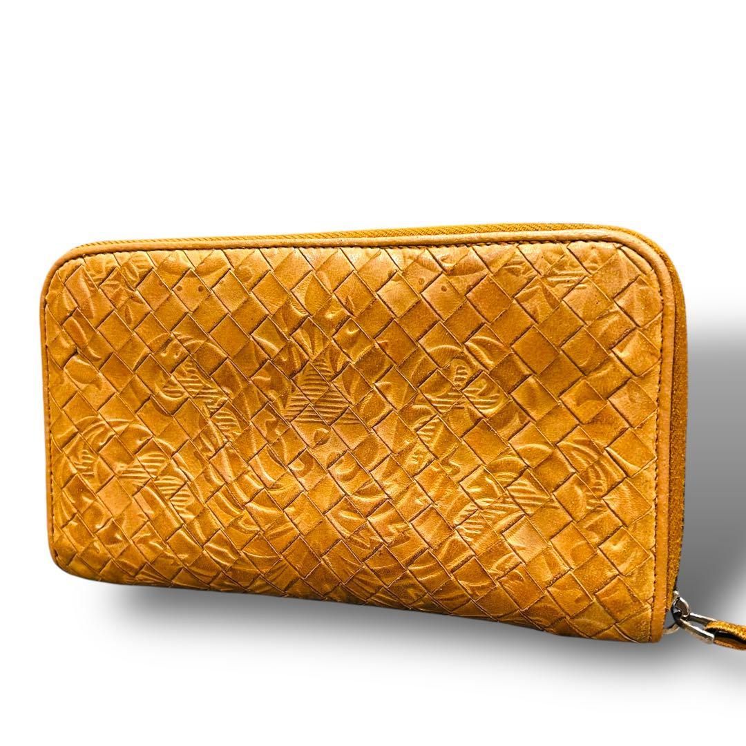 美品 Bottega Veneta ボッテガ 長財布 イントレチャート ジッピー 型  