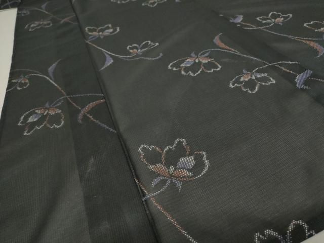 正絹 総絞り 小紋 黒(ほのかな黒藍含む黒地)×アイボリー 美品 平和屋着物□上質な小紋 総絞り 黒地 正絹 逸品 AAAX8267ph