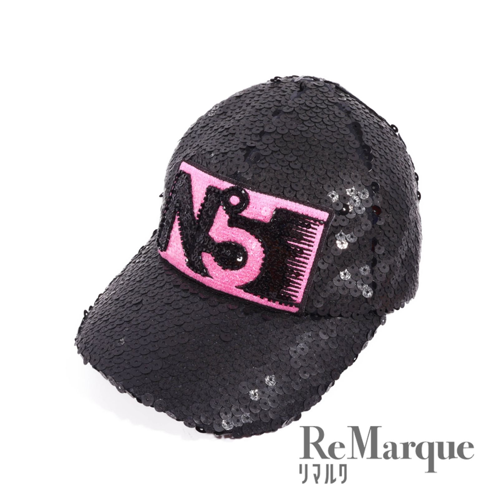 CHANEL シャネル スパンコール キャップ No.5 22|23Cruise ブラック ピンク