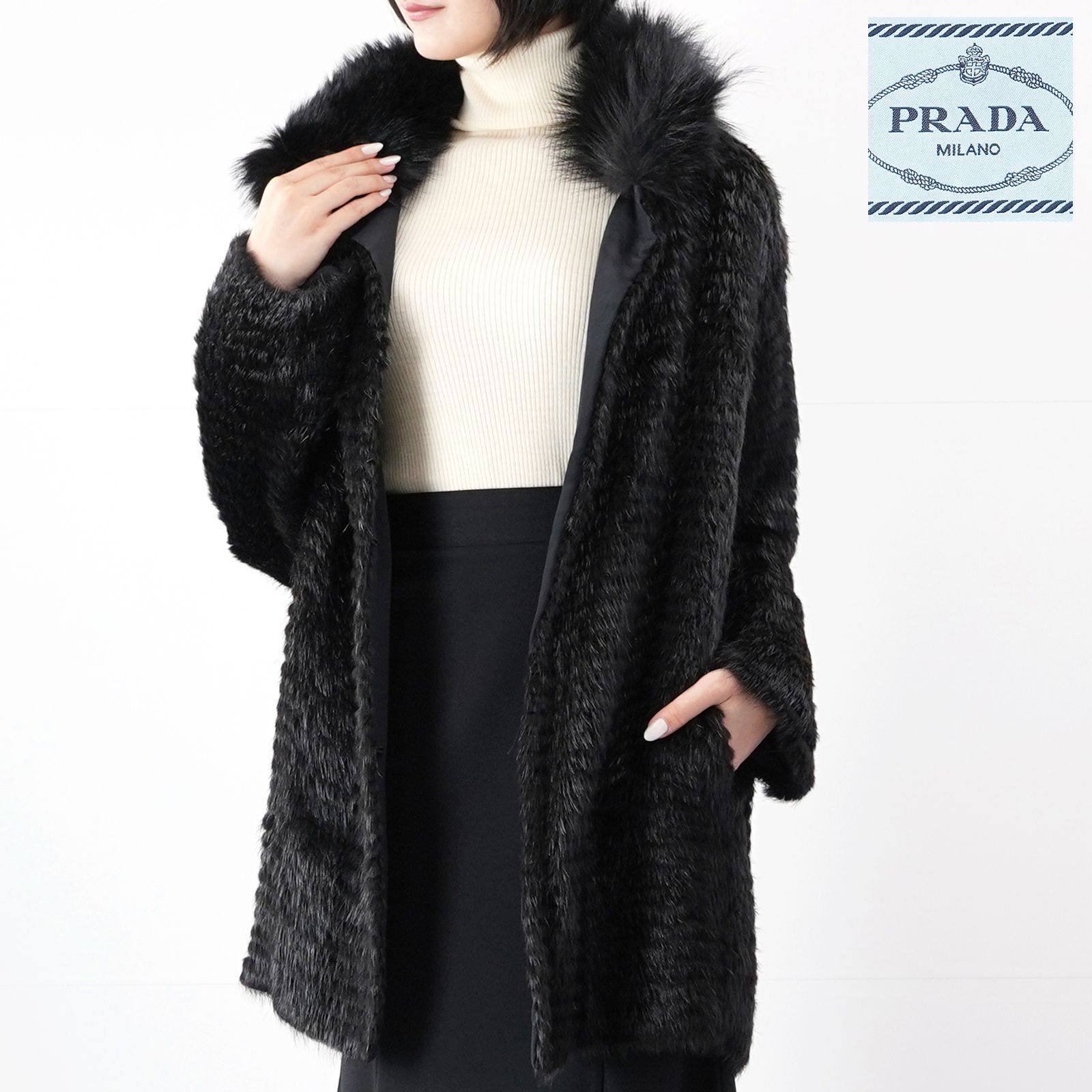 PRADA プラダ ファーコート ブラック