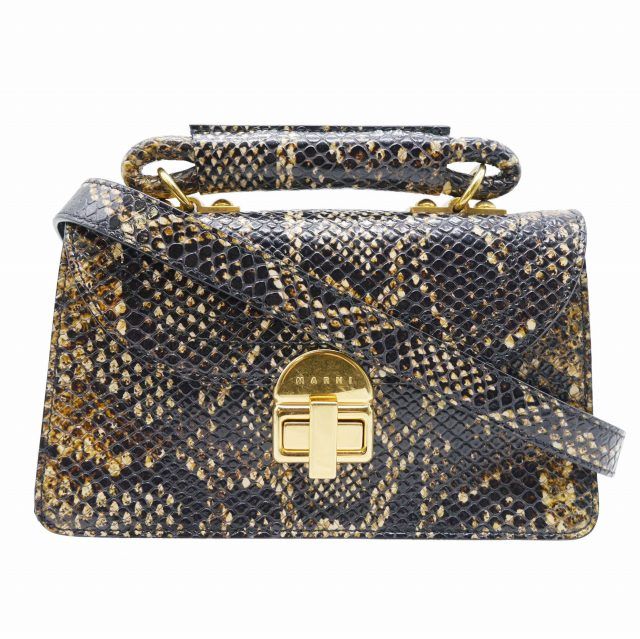 美品 20aw マルニ MARNI JULIETTE ジュリエット 2way ショルダーバッグ パイソン柄 トップハンドル 牛革 クロスボディ レザー カバン 鞄