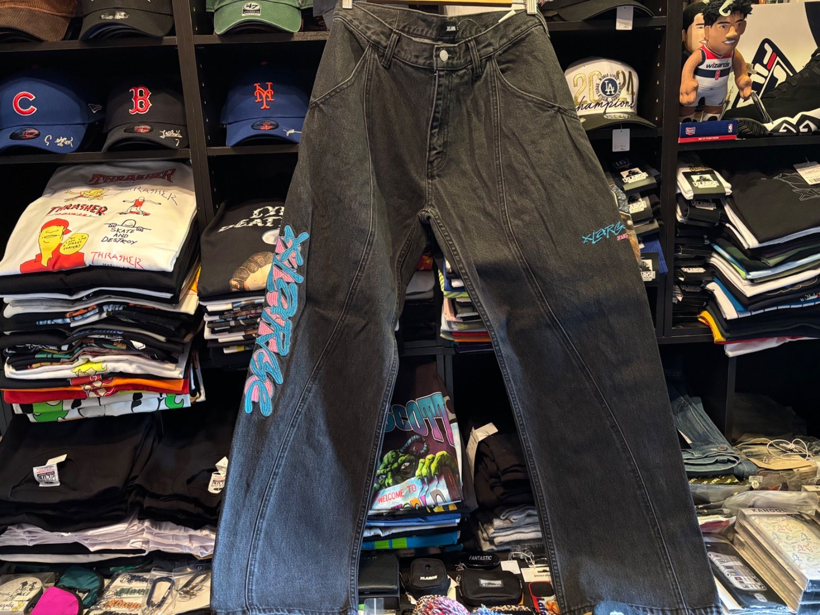 XLARGE SIDE CUTTING DENIM PANTS BLACK 34inch