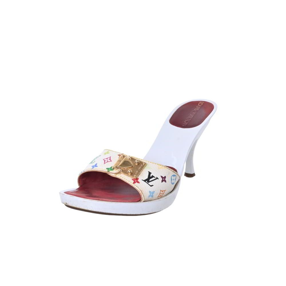 ルイ・ヴィトン マルチカラー オープントゥサンダル LOUIS VUITTON マルチカラー ヒール サンダル - ホワイト ルイヴィトン