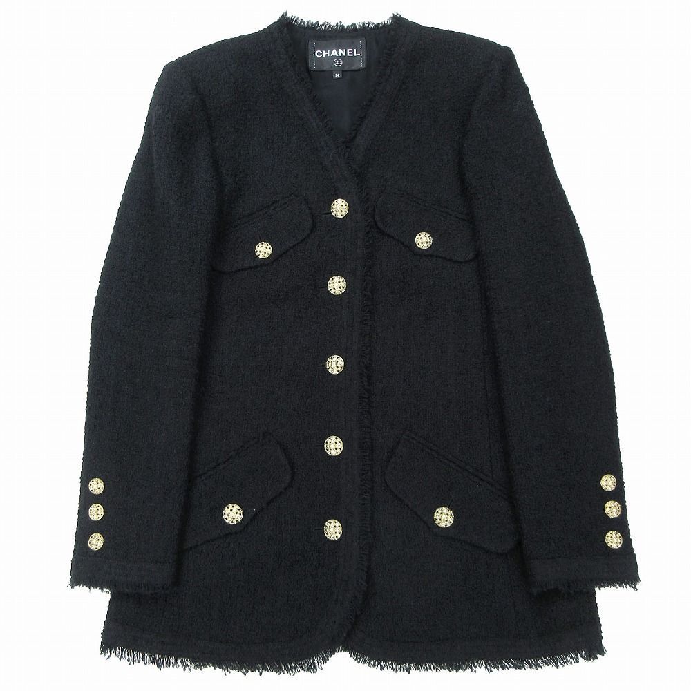 CHANEL 黒 テーラードジャケット CHANEL シャネル 22年 メティエダール コレクション テーラード