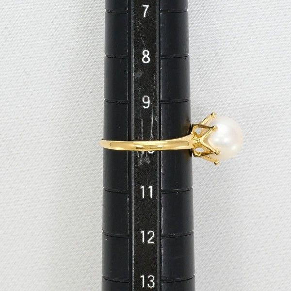 K18YG リング 指輪 11号 パール（真珠） 約8mm ダイヤ 総重量約4.7g 中古