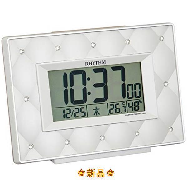正規激安 リズム RHYTHM 目覚まし時計 電波時計 温度計 湿度計付き フィットウェーブスマート 黒 7.7×12×5.4c 