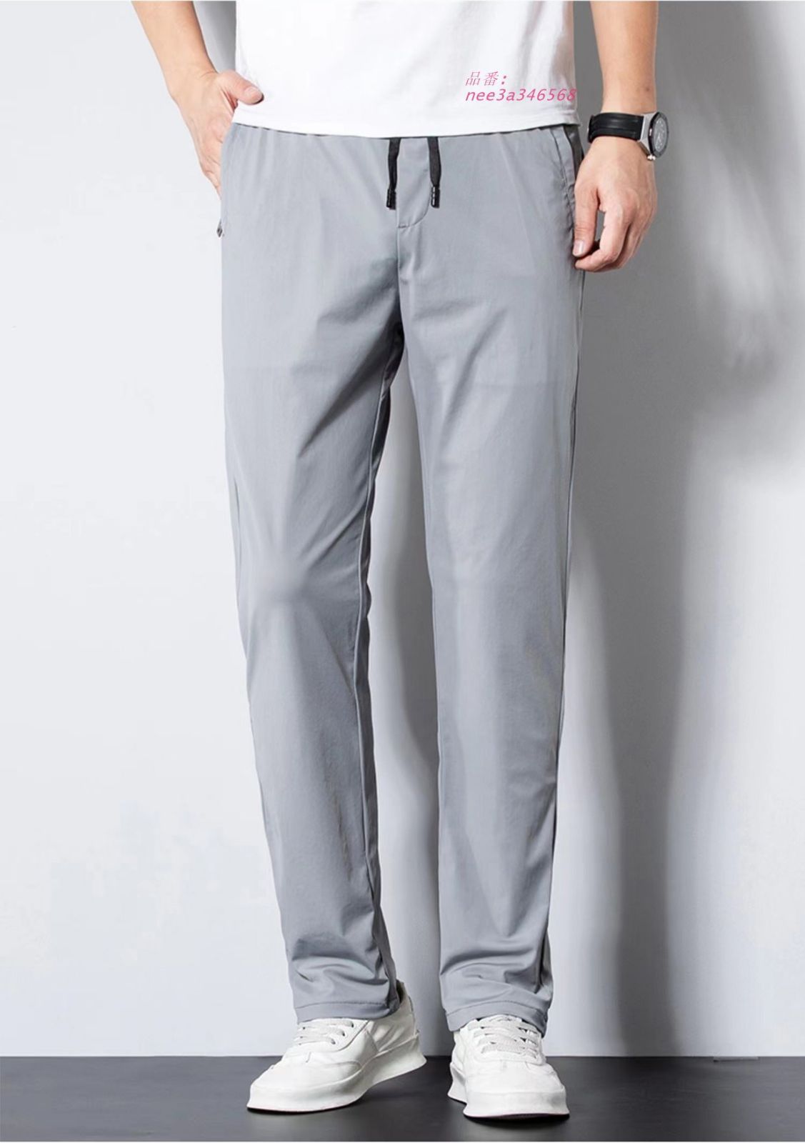 ジョガーパンツ メンズ アイスシルク 接触冷感 ストレッチ 速乾 チノパン ひんやり 薄手 ロング丈 スポーツ ノーアイロン ゴルフ 涼しい