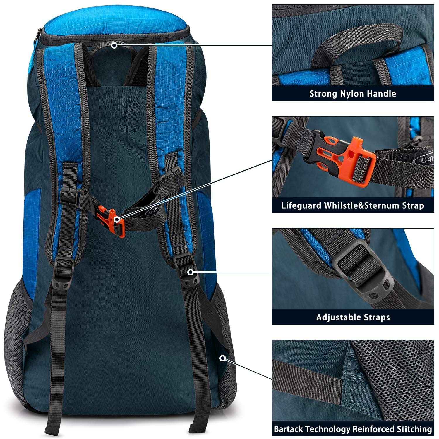 バックパック 旅行バッグ ハイキング 軽量 防水 通気 大容量 40l 便利グッズ 登山リュック 多機能 折畳みバッグ 男女兼用 超軽量 アウトドア []