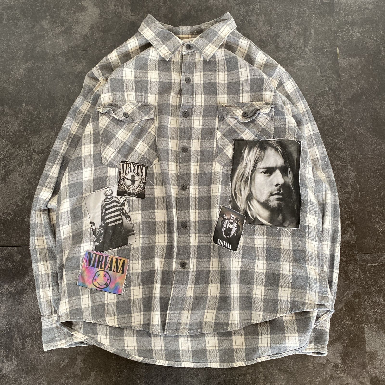 Remake】NIRVANA ニルヴァーナ Kurt Cobain カートコバーン チェック柄 