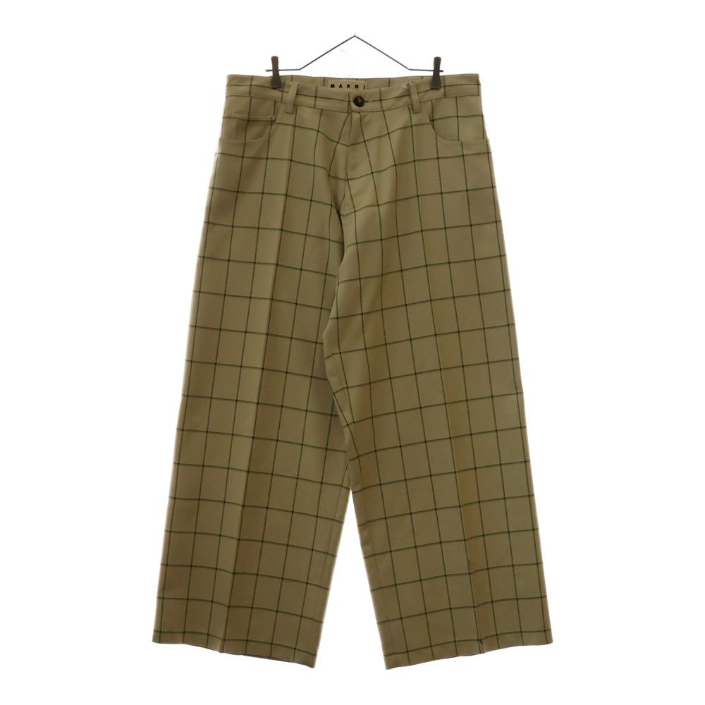 MARNI マルニ 20AW Check Wide Baggy Pants チェックワイドバギーパンツ ベージュ PUMU0128A0