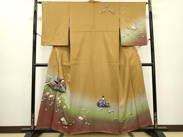 平和屋着物▽訪問着 作家物 手描き 人物枝桜文 暈し染