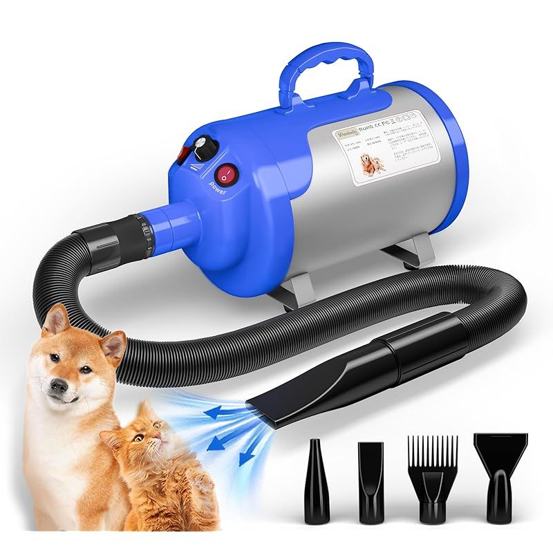 業務用ペットドライヤー 3200W 75m/s 低騒音50dB ノズル付 ピンク 業務
