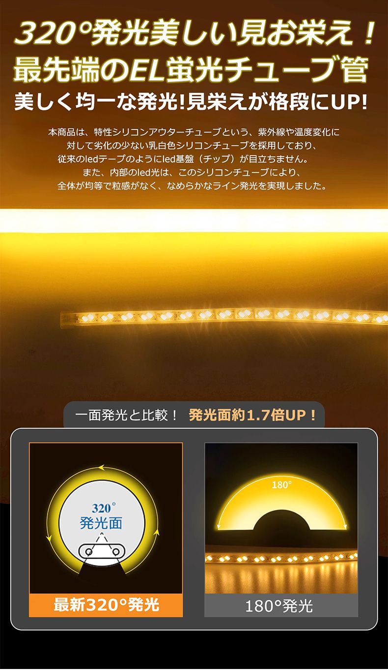 RGB 320°発光EL ledテープライト 8m 100V 120SMD/M ライト⁄照明⁄LED RGB 320°発光EL ledテープライト 8m 100V 120SMD⁄M