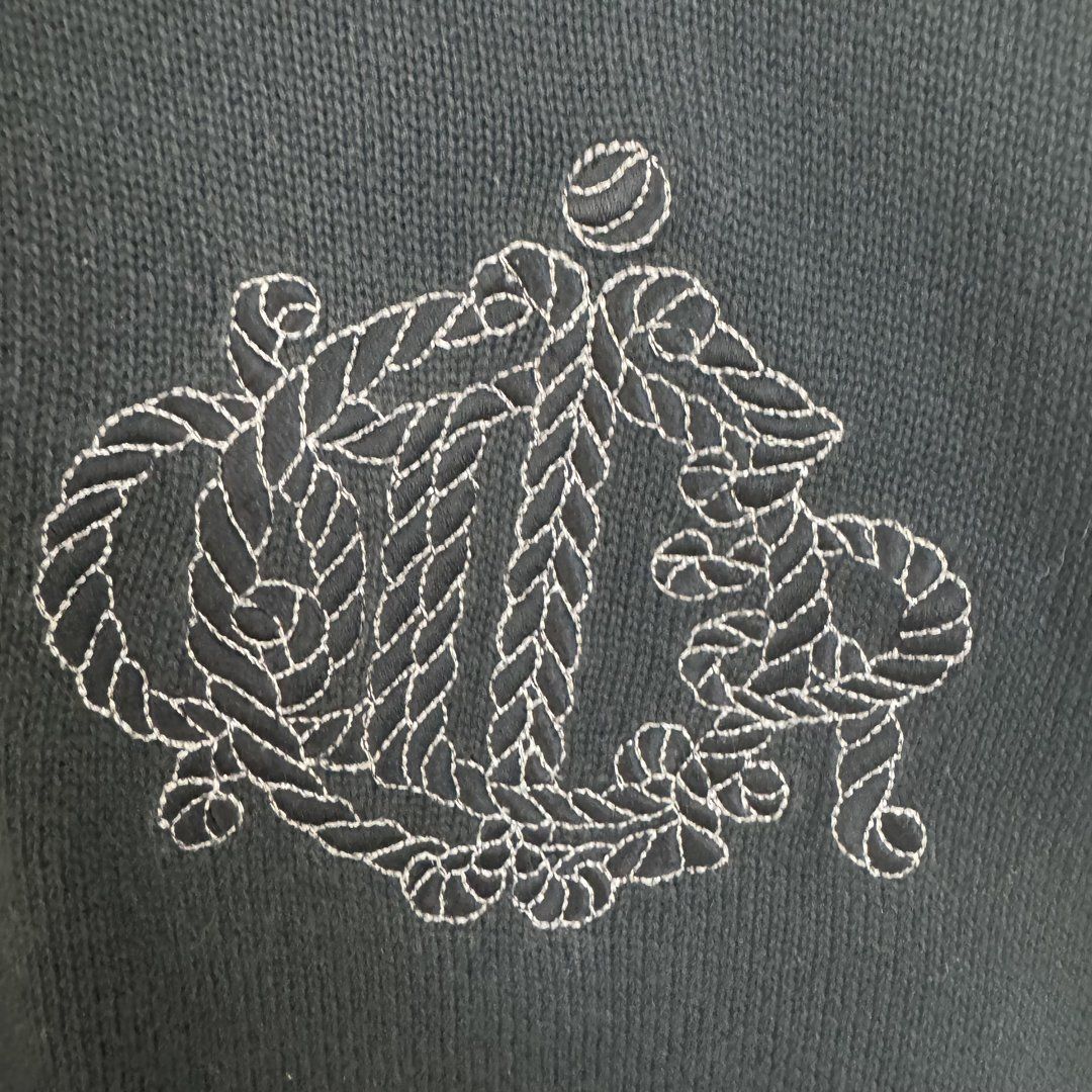 クリスチャンディオール　ポロニット　半袖ニット　サマーニット　刺繍ロゴ　M クリスチャンディオール ポロニット 半袖ニット サマーニット