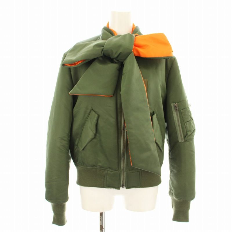 ファセッタズム FACETASM BOW TIE MA-1 JACKET CSW-JK-WO2 ボウタイジャケット ブルゾン 中わた ジップアップ ナイロン 1 カーキ オレンジ |KU