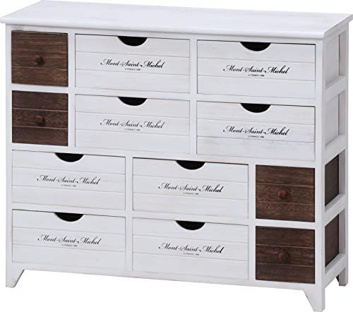 チェスト 不二貿易 タンス 4段 幅84cm×奥行32.5×高さ71cm ホワイトウォッシュ 収納棚 引出し12杯 アンティーク カントリー調 完成品ミッシェル 38049